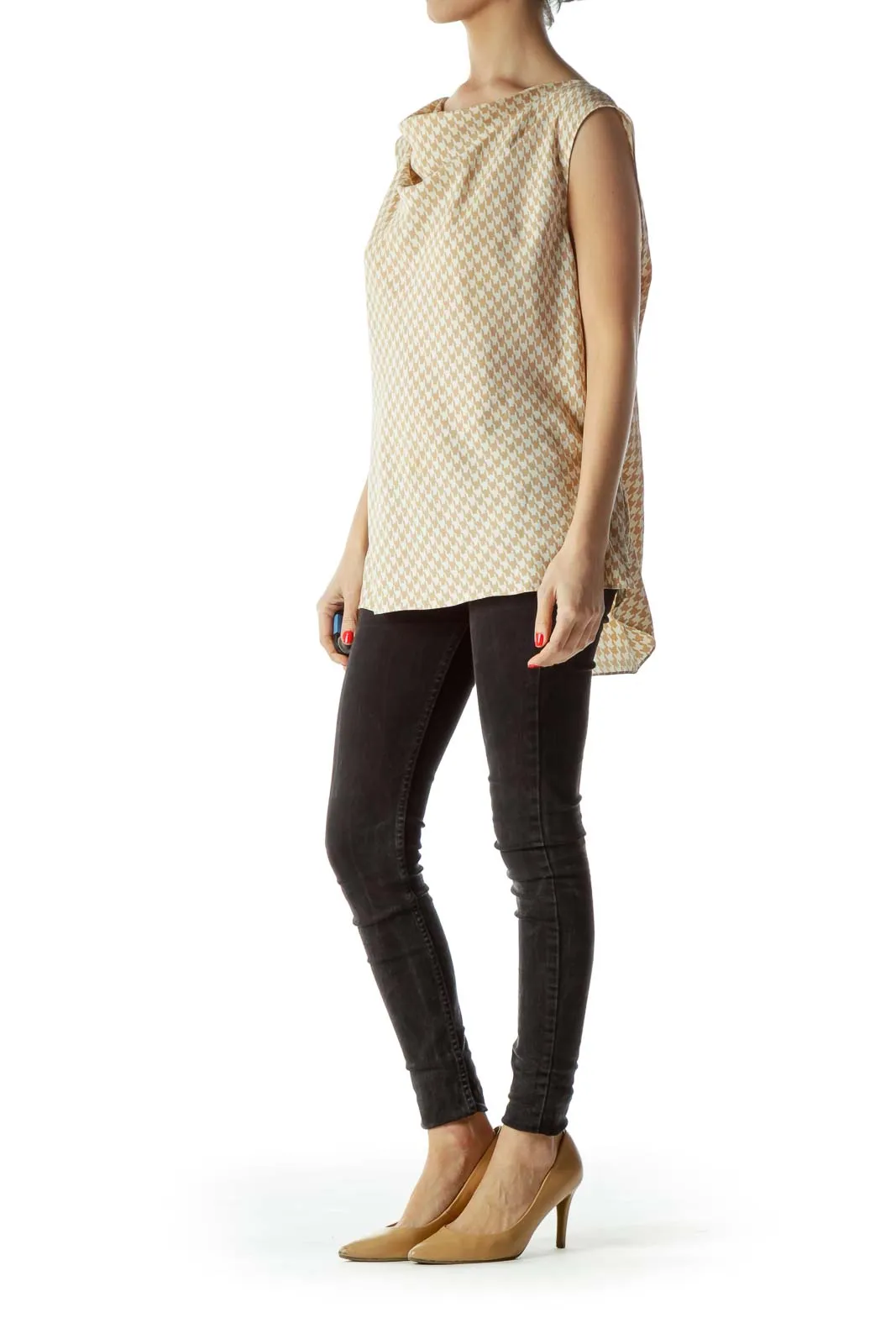 Cream Beige Houndstooth Tunic