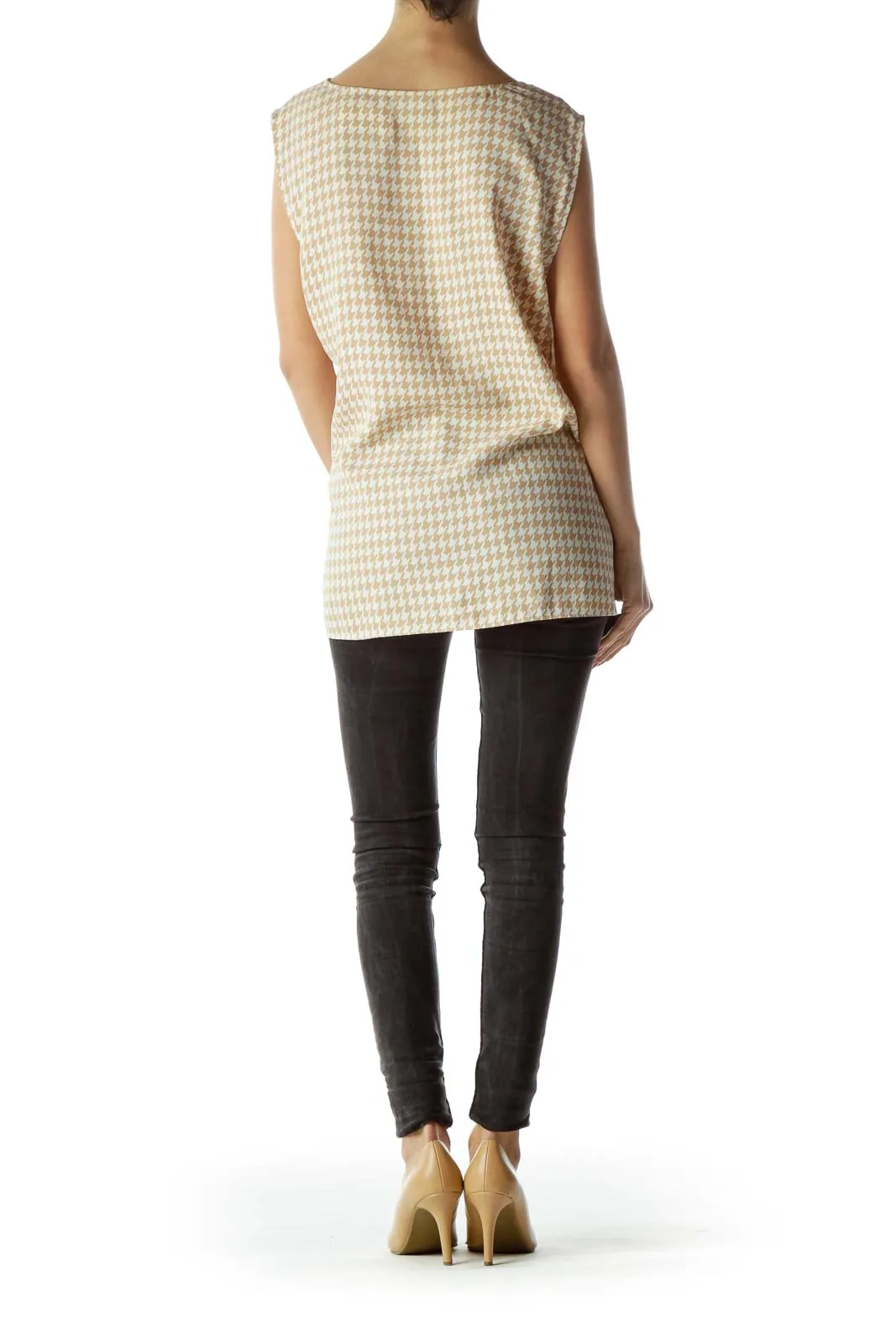 Cream Beige Houndstooth Tunic