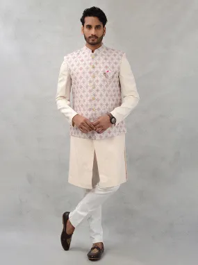 Cream Kurta Set with Koti | Azania