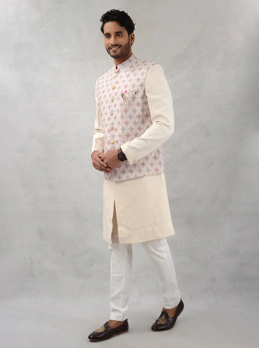 Cream Kurta Set with Koti | Azania