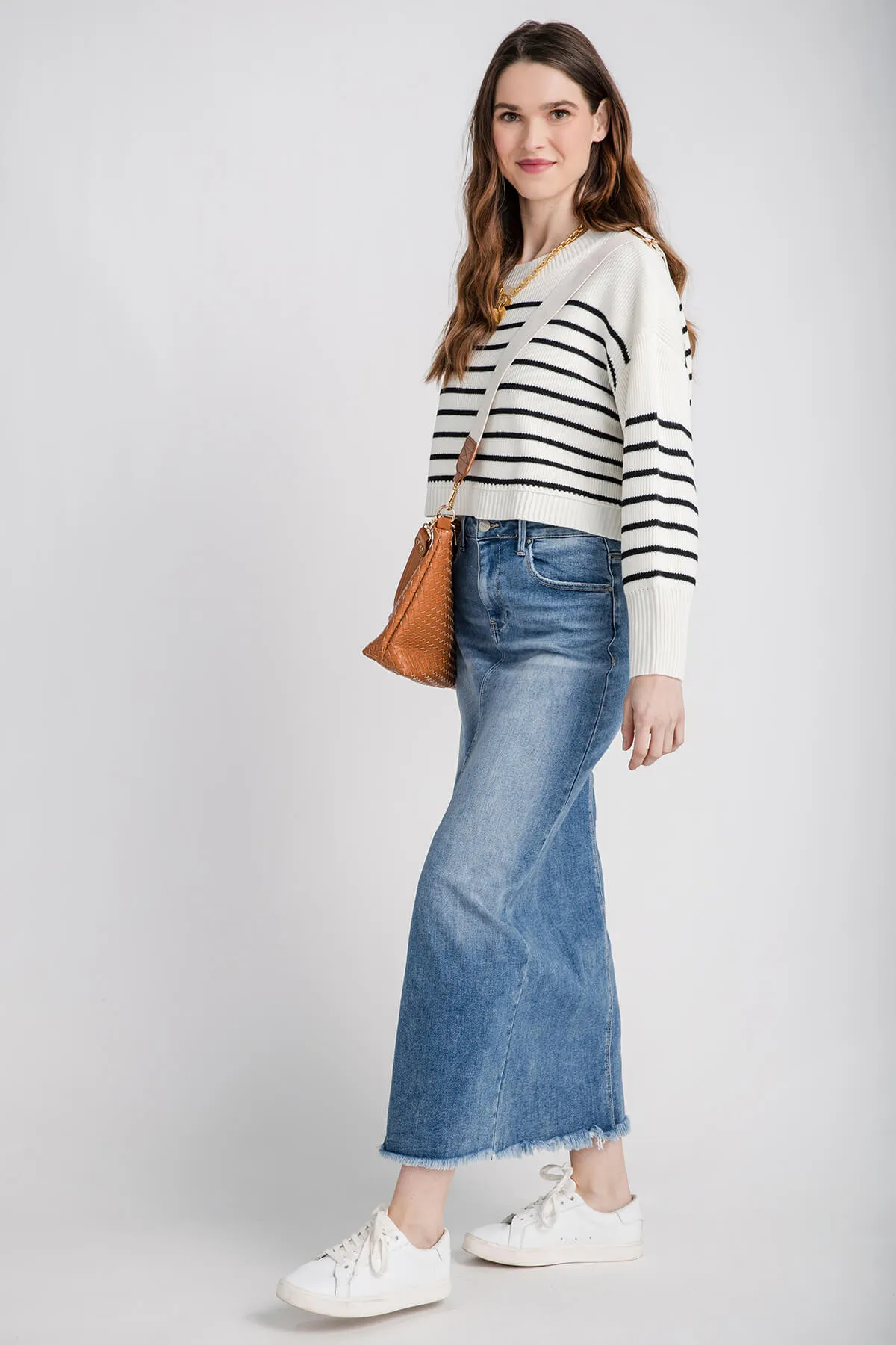 Creamon Free Stripe Crop Pullover