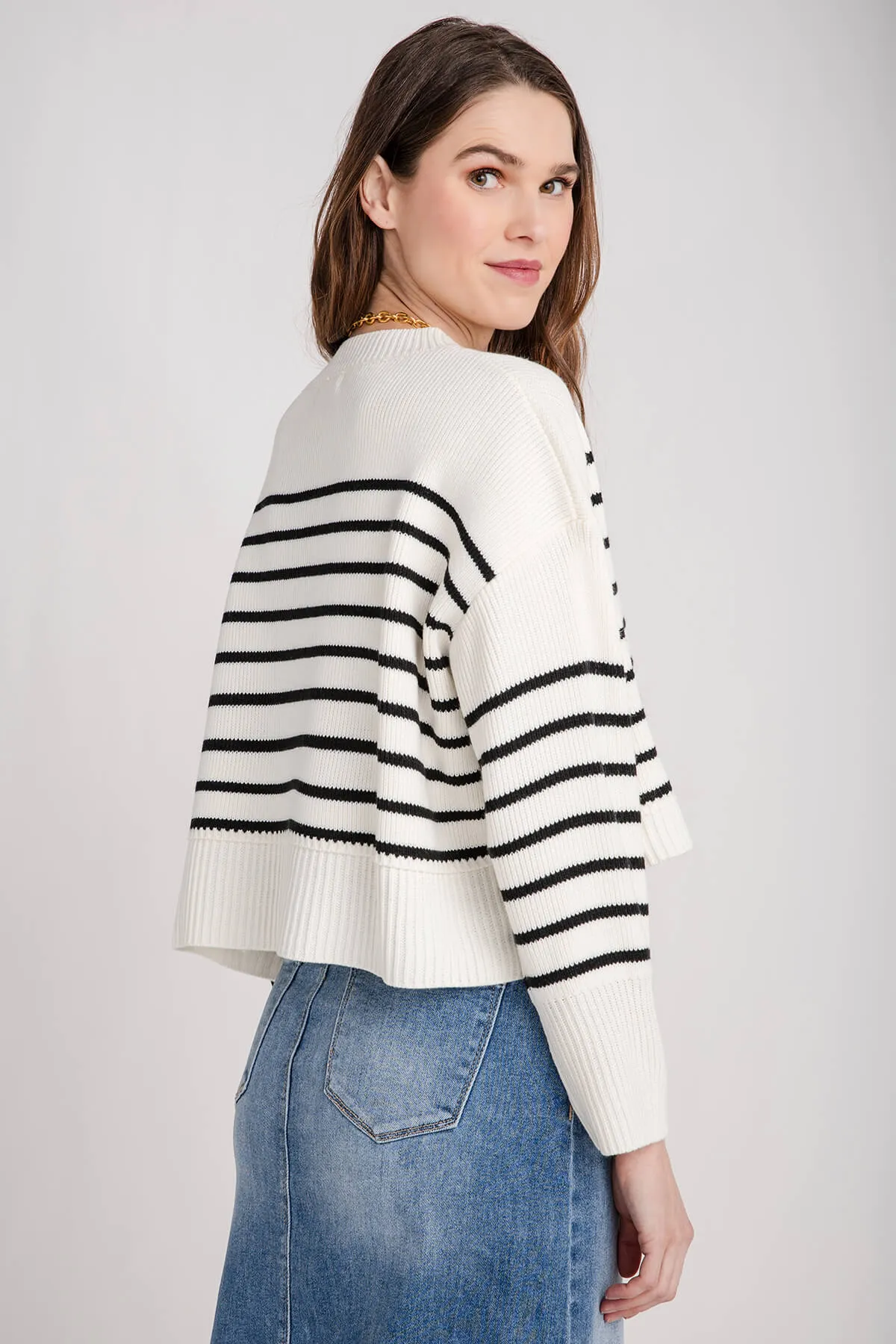 Creamon Free Stripe Crop Pullover