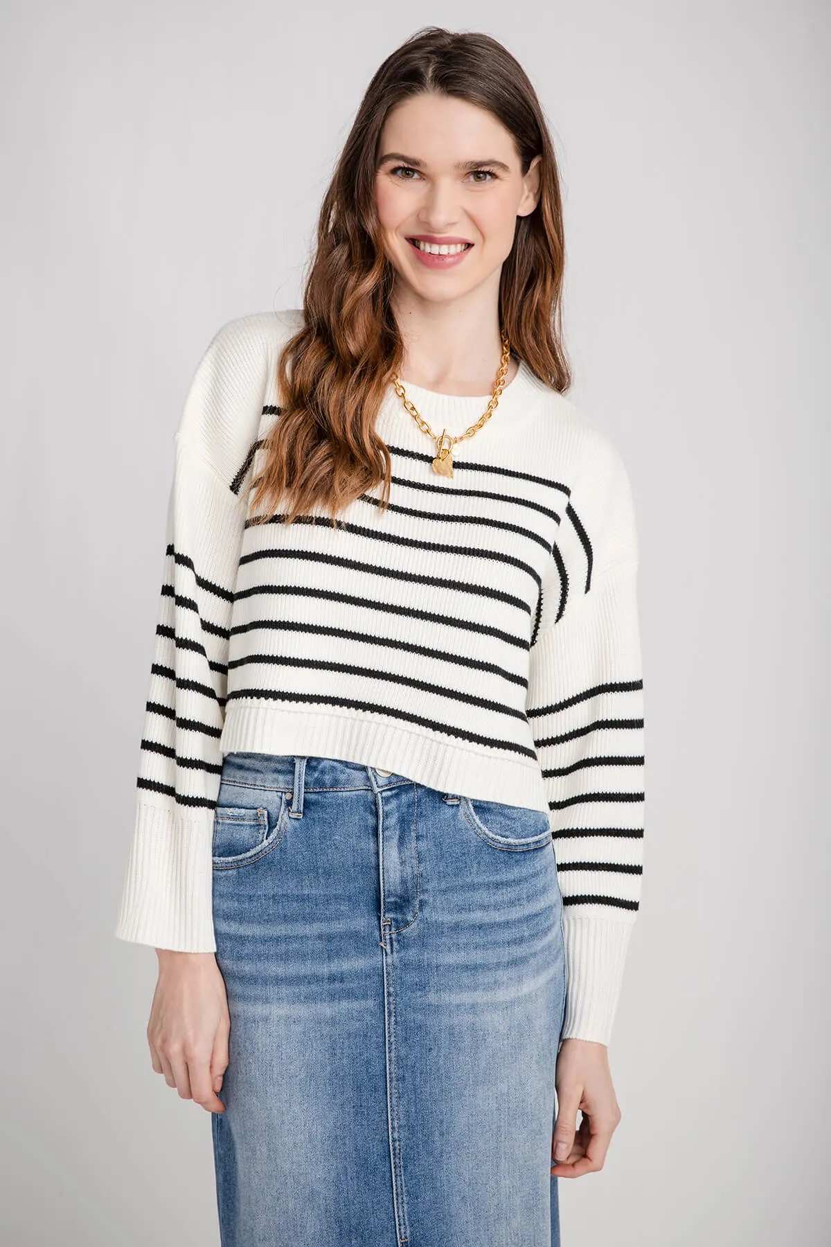 Creamon Free Stripe Crop Pullover