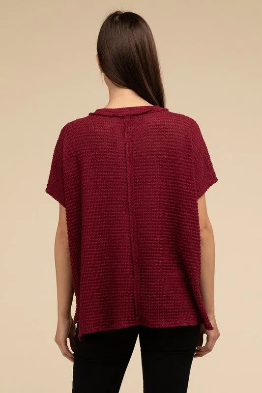 Dolman Short Sleeve Jacquard Sweater