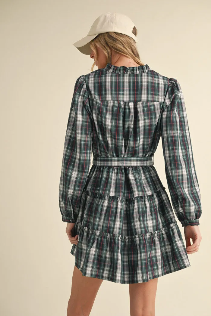 Dress - Green Plaid Mini