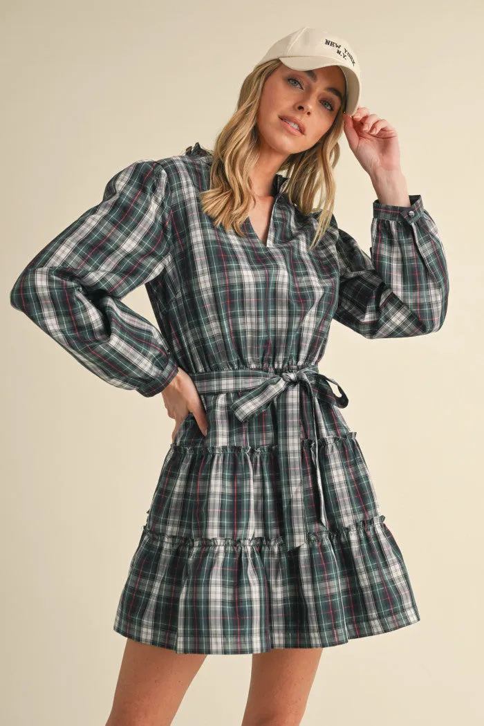 Dress - Green Plaid Mini