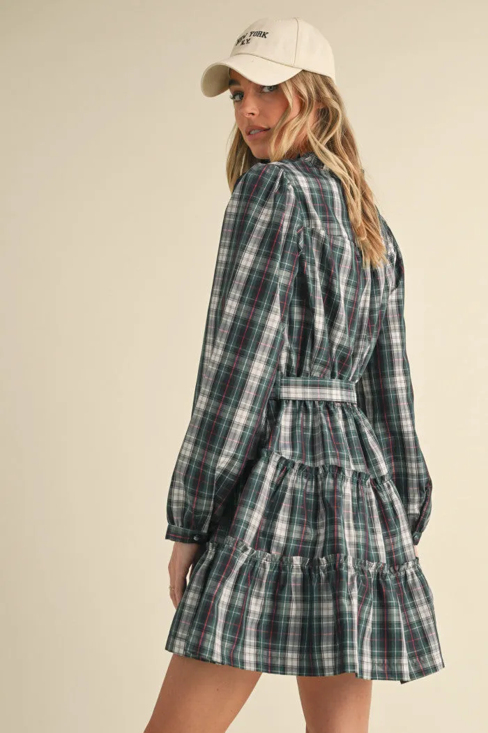 Dress - Green Plaid Mini