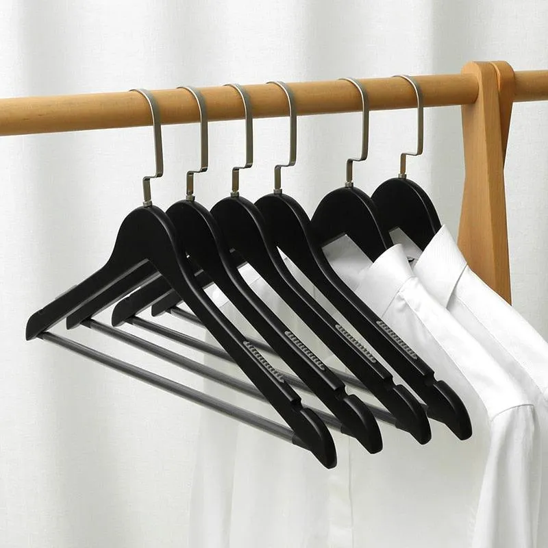 Elegant Black Wooden Hanger Collection for Organized Wardrobe Style