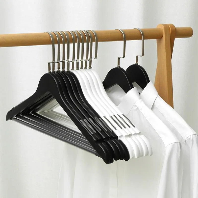 Elegant Black Wooden Hanger Collection for Organized Wardrobe Style