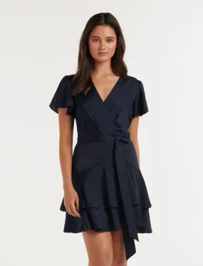 Emerson Flutter Sleeve Satin Mini Dress