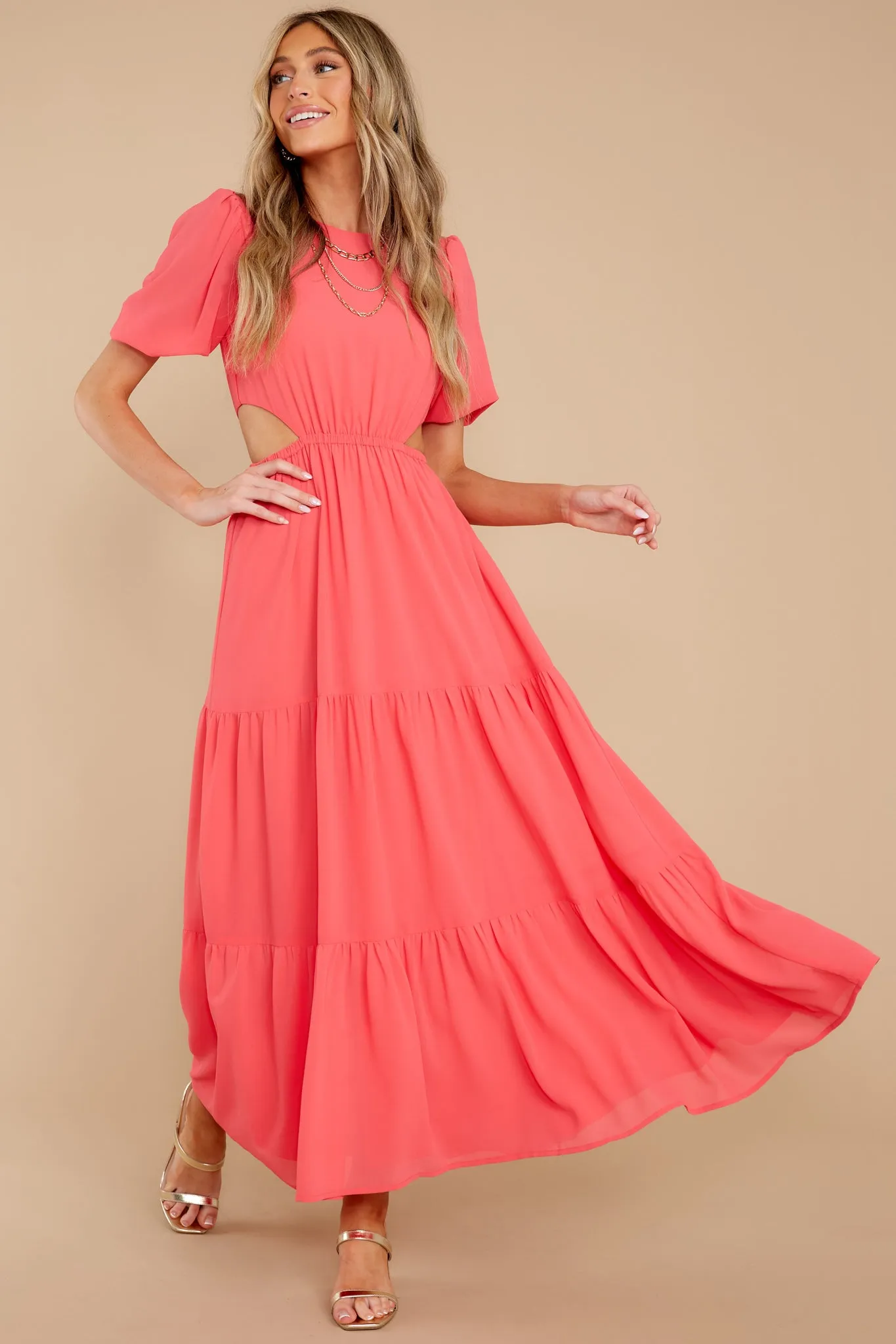 Enjoy The Sunshine Coral Maxi Dress