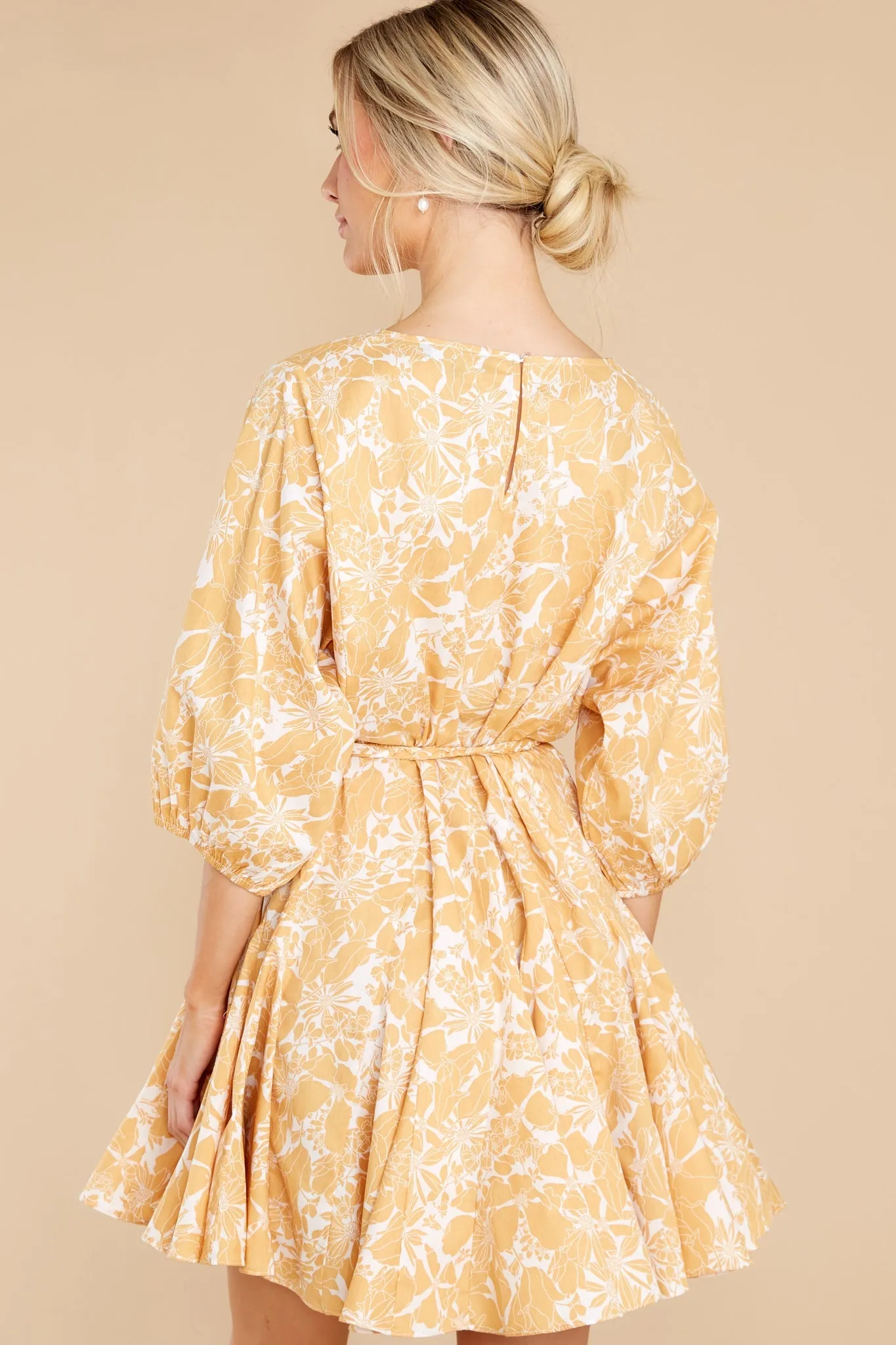 Fields Of Happy White And Yellow Floral Print Dress