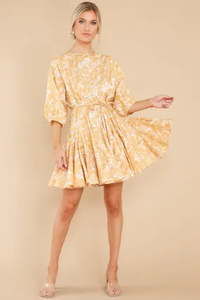 Fields Of Happy White And Yellow Floral Print Dress