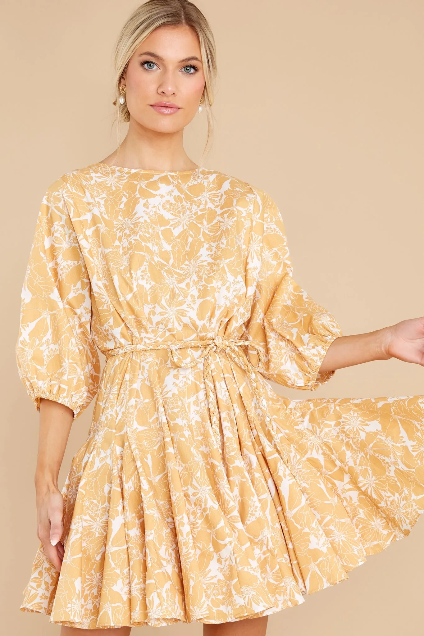 Fields Of Happy White And Yellow Floral Print Dress