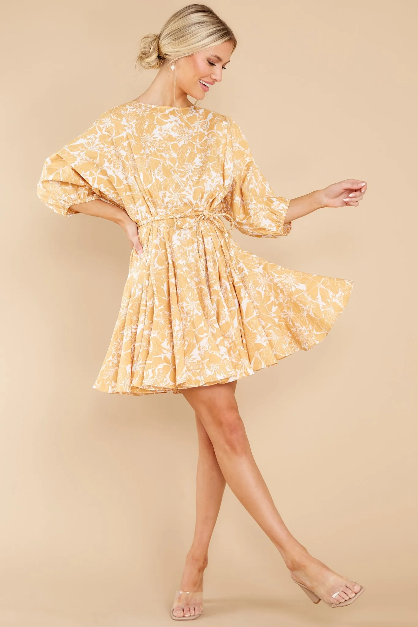 Fields Of Happy White And Yellow Floral Print Dress