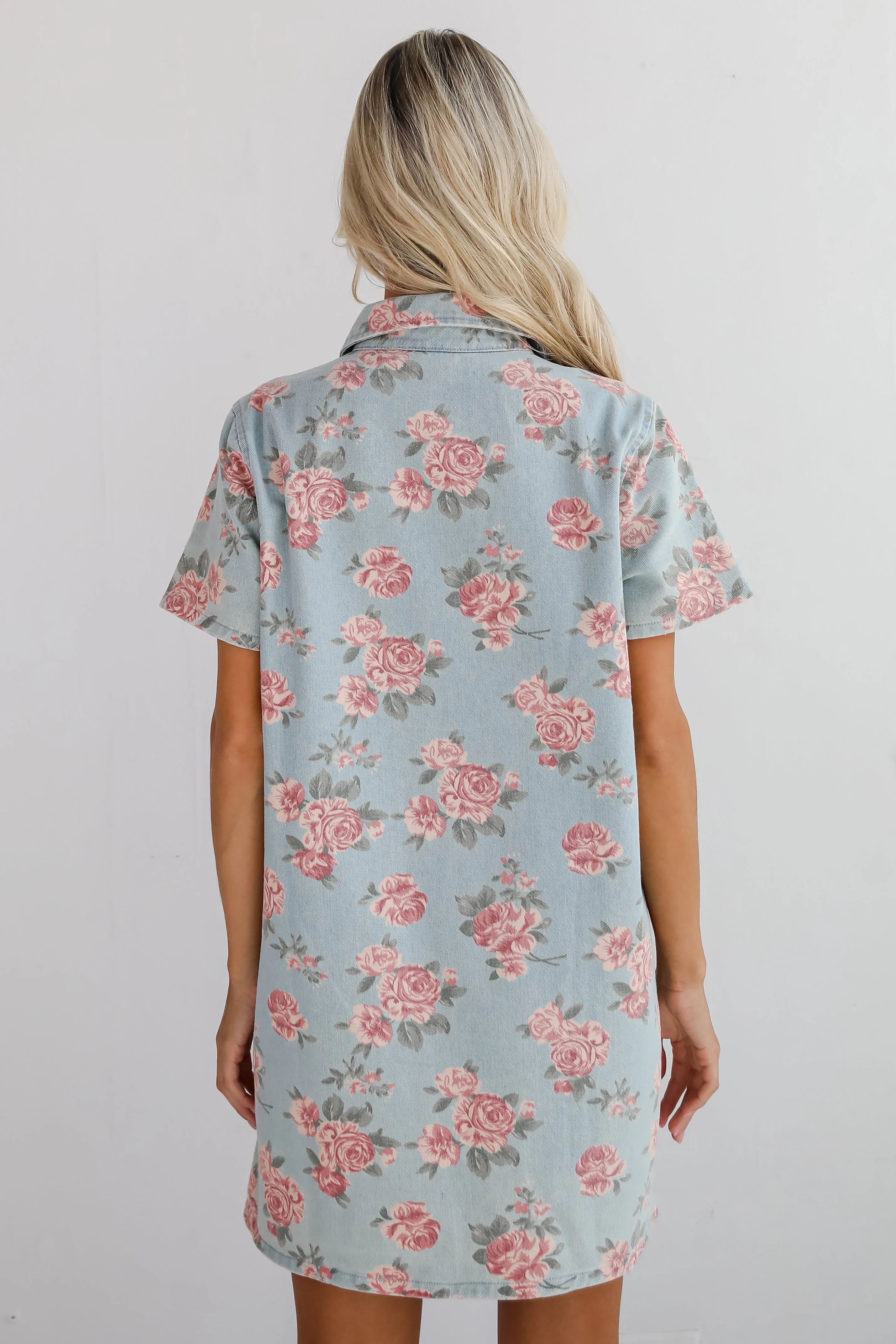 FINAL SALE - Gorgeous Purpose Denim Floral Mini Dress