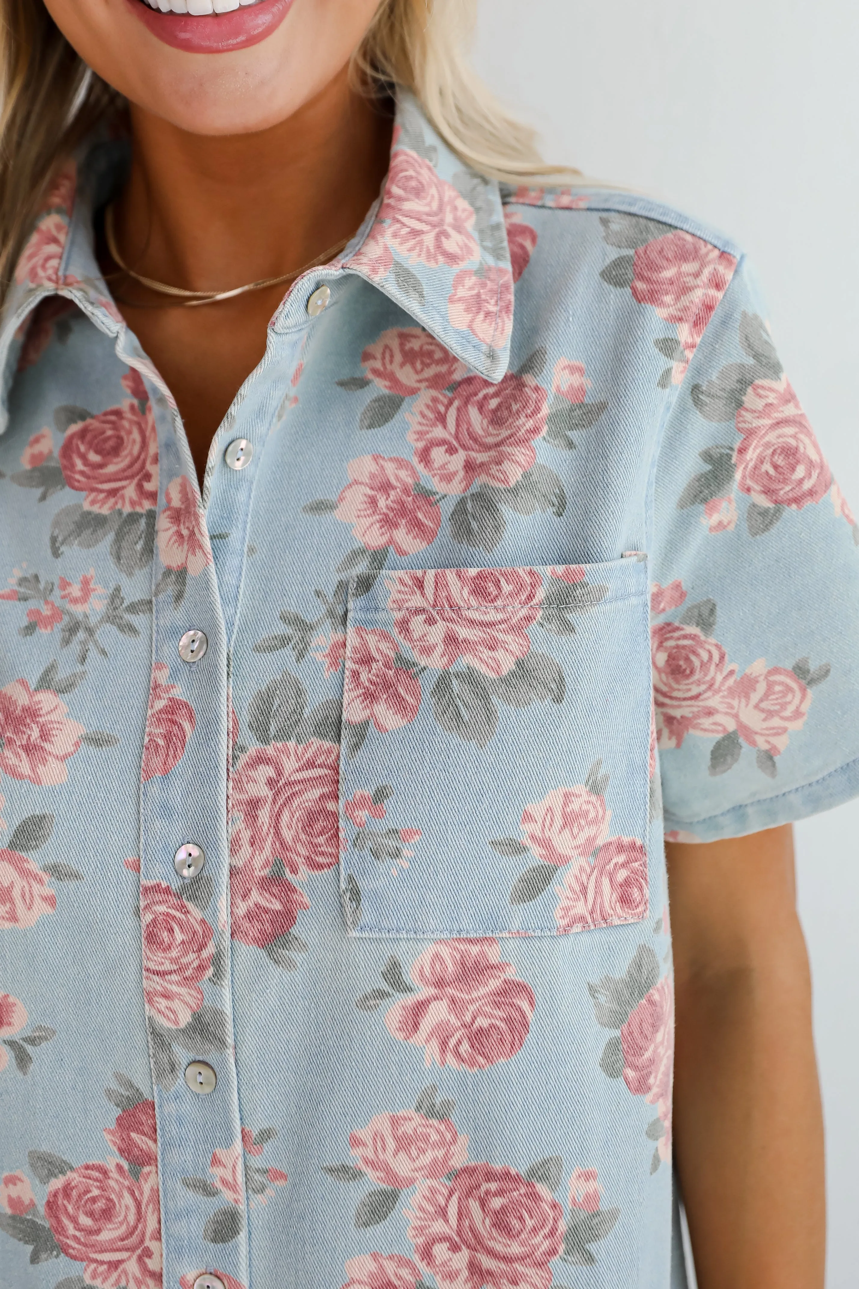 FINAL SALE - Gorgeous Purpose Denim Floral Mini Dress