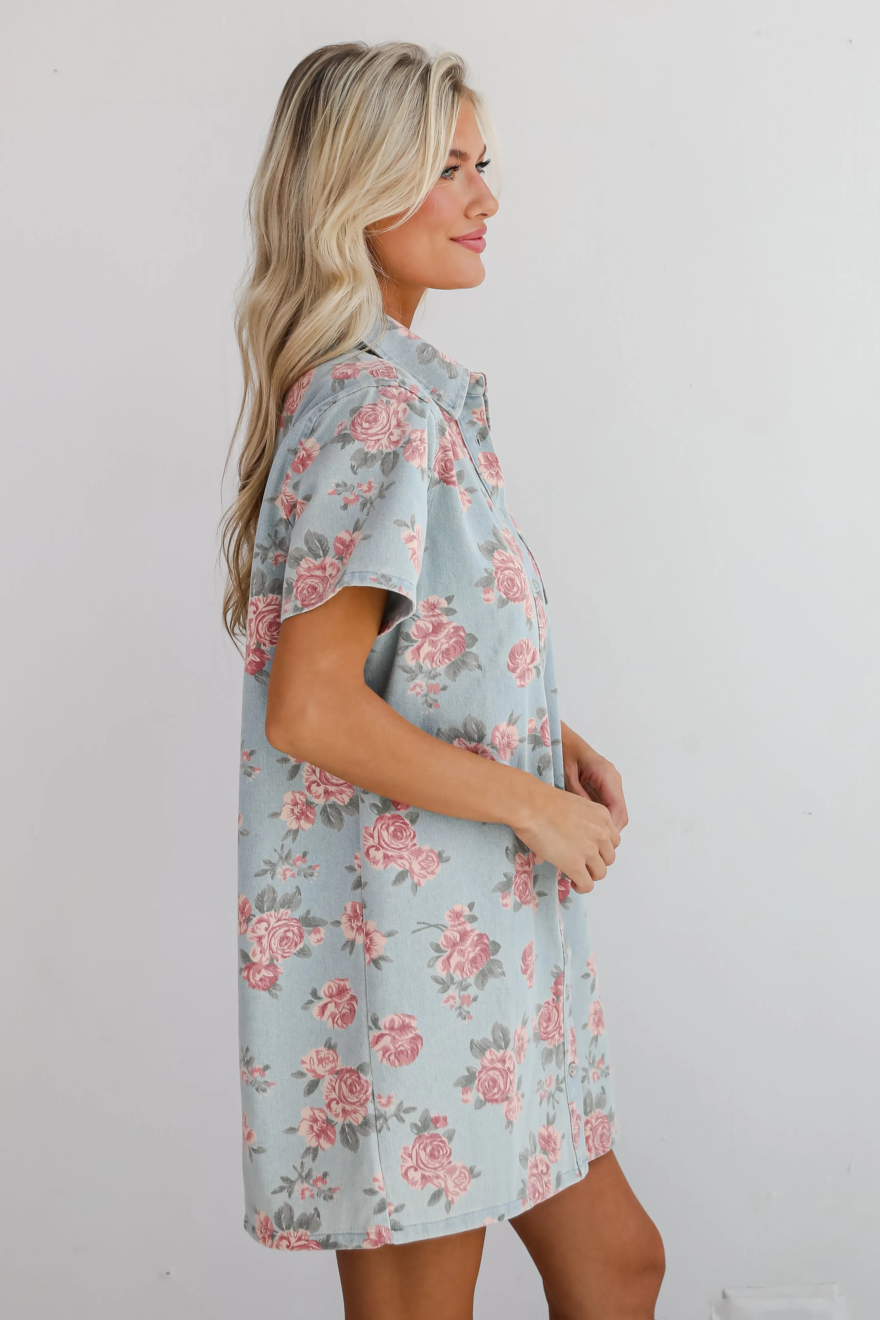 FINAL SALE - Gorgeous Purpose Denim Floral Mini Dress