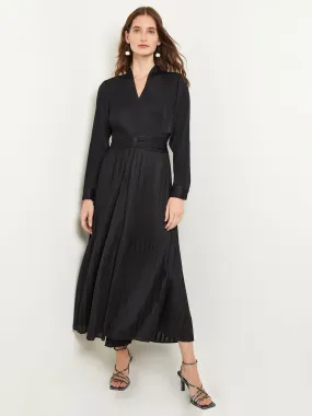 Fit-and-Flare Pleated Woven Maxi Dress