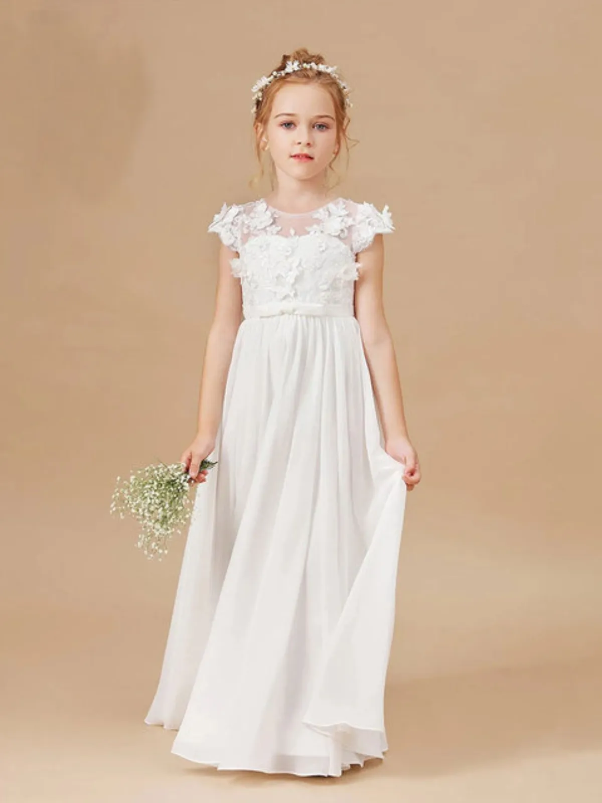 Garden Princess Floral Mesh Empire Special Occasion Dress