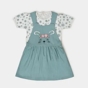 Girls Dungaree Style Dress with T-Shirt Set