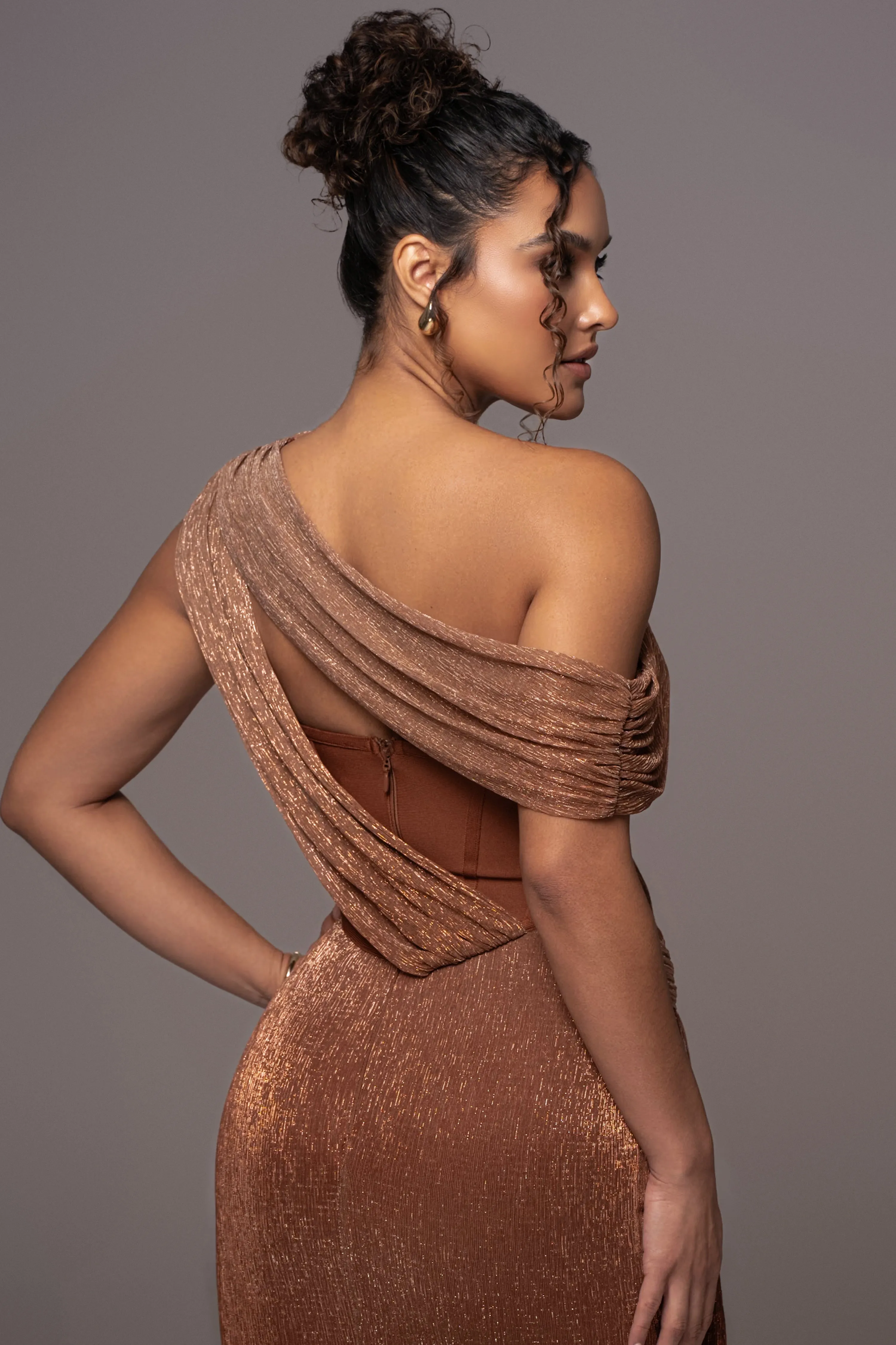 Gold Celestina Draped Maxi Dress