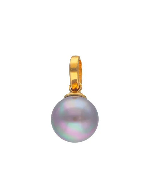 Gold Plated Sterling Silver Charm Pendant for Women with Organic Simulated Pearl, 10mm Round Nuage Pearl, Charm&Glow Collection