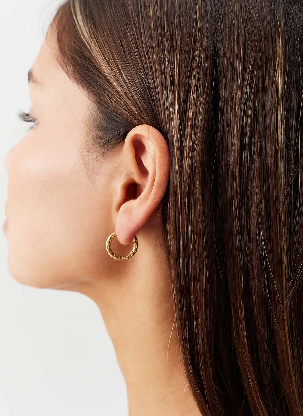 Gold Texture Huggy Hoop Earrings