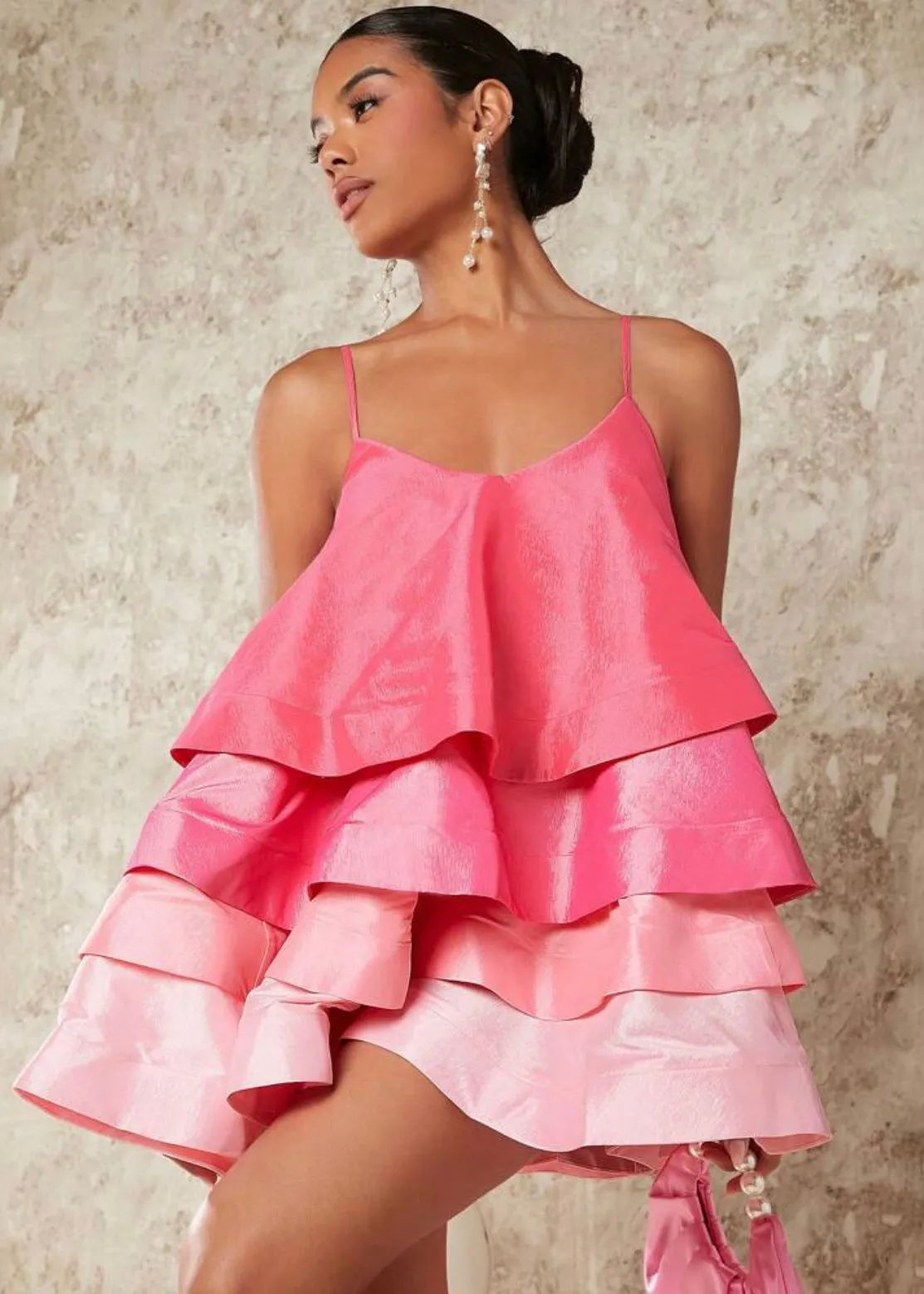 Gradient Ruffled Tiered Mini Dress