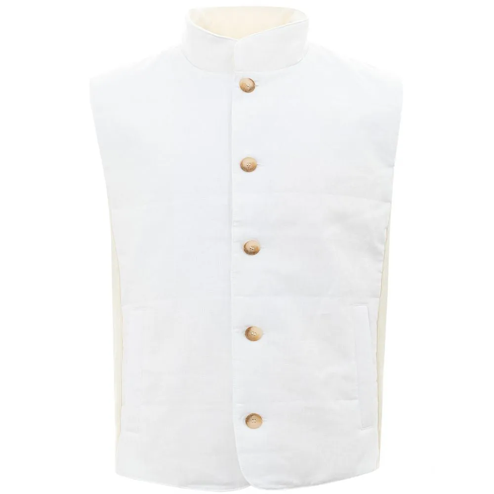 Gran Sasso Elegant White Linen-Cotton Blend Jacket