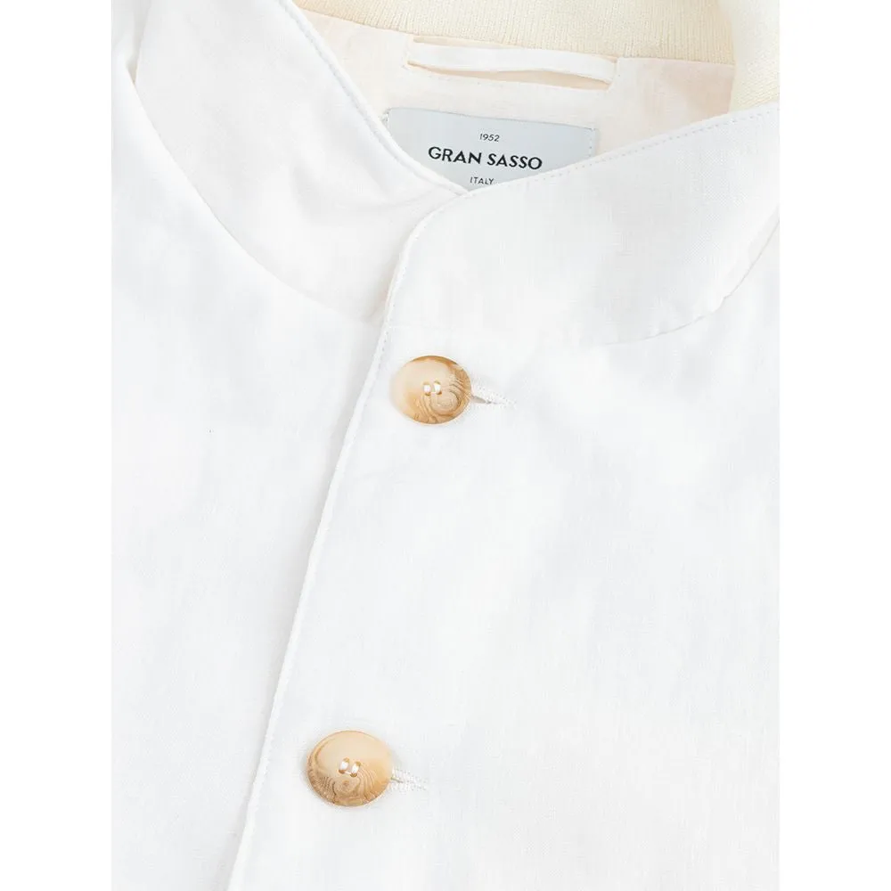 Gran Sasso Elegant White Linen-Cotton Blend Jacket