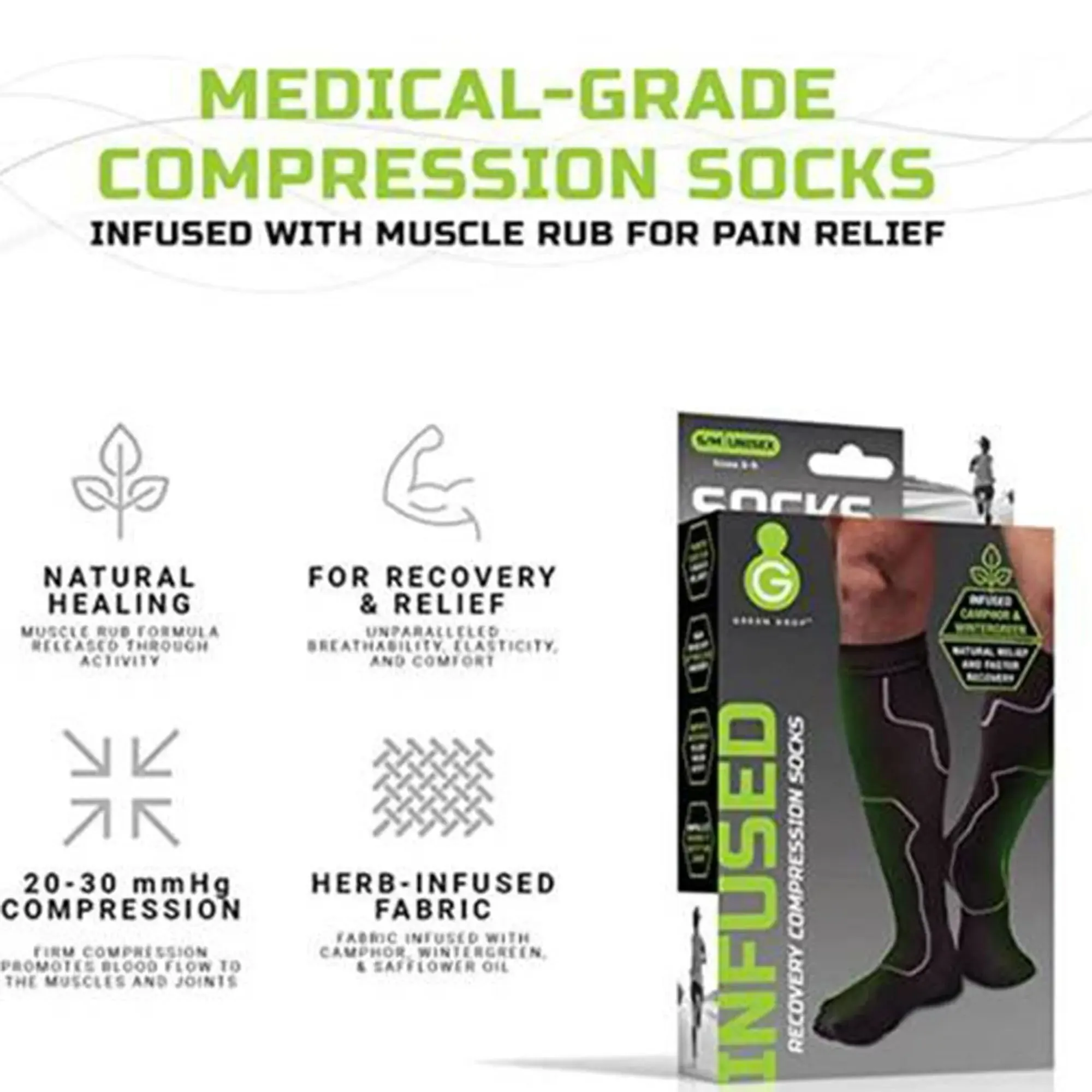 Green Drop™ Compression Socks – Medical-Grade Infused Support, L/XL