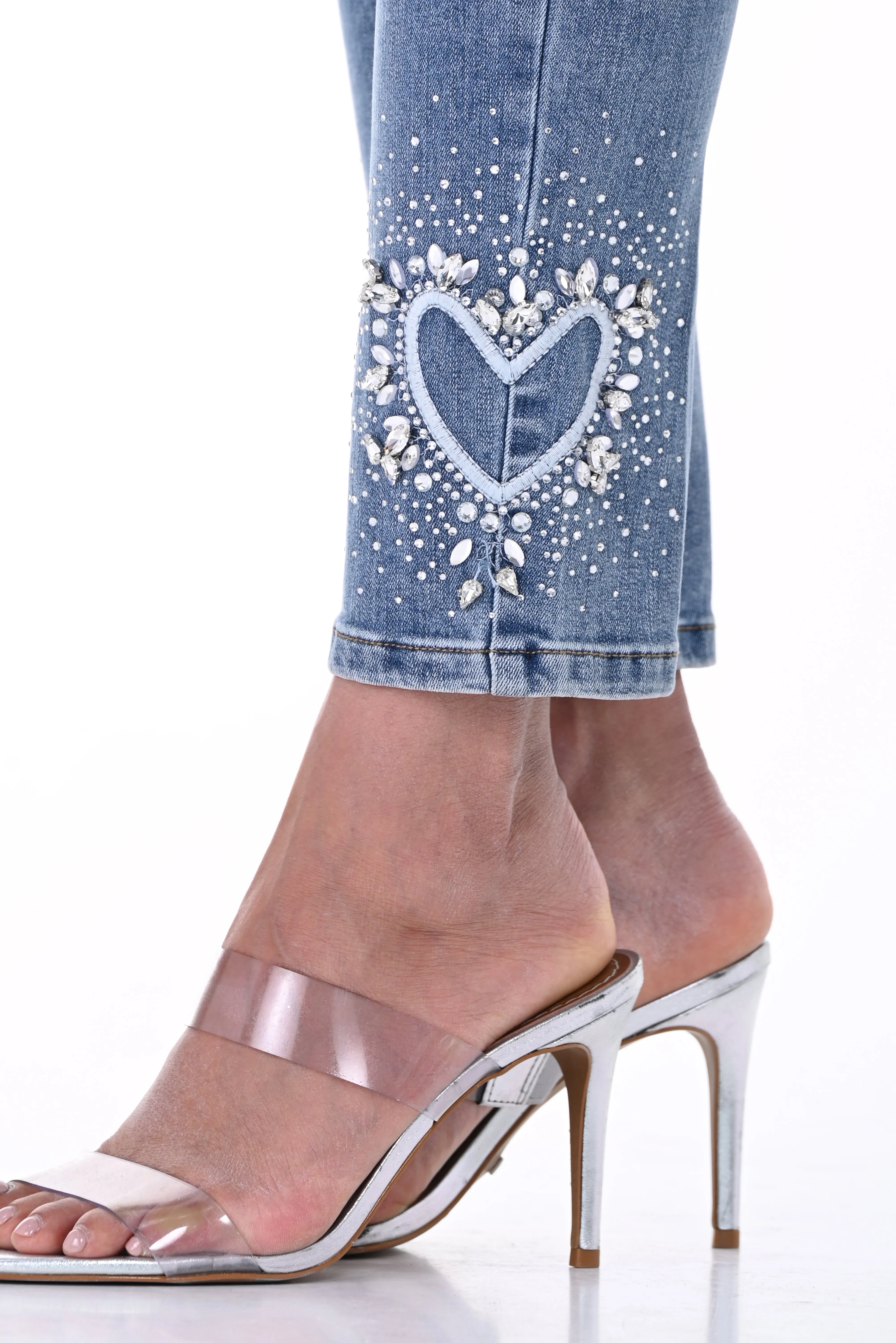 Heart-Shaped Rhinestones Jean