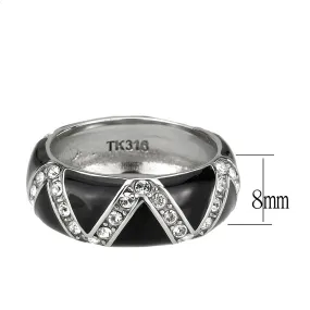 High polished (no plating) Stainless Steel Ring with Top Grade Crystal in Clear for Women Style TK3773