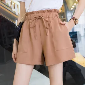 High waist shorts female summer wide shorts three pants loose pants hot pants wear version of thin large size