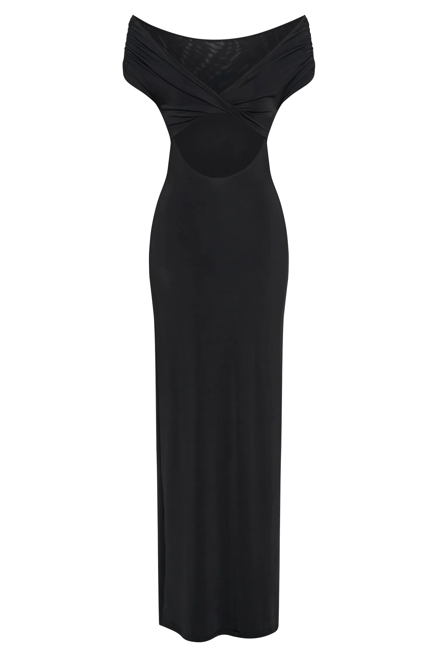 Imogen Off Shoulder Slinky Maxi Dress - Black