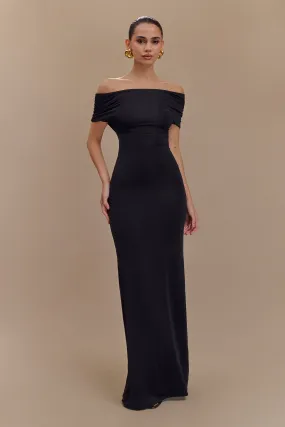 Imogen Off Shoulder Slinky Maxi Dress - Black