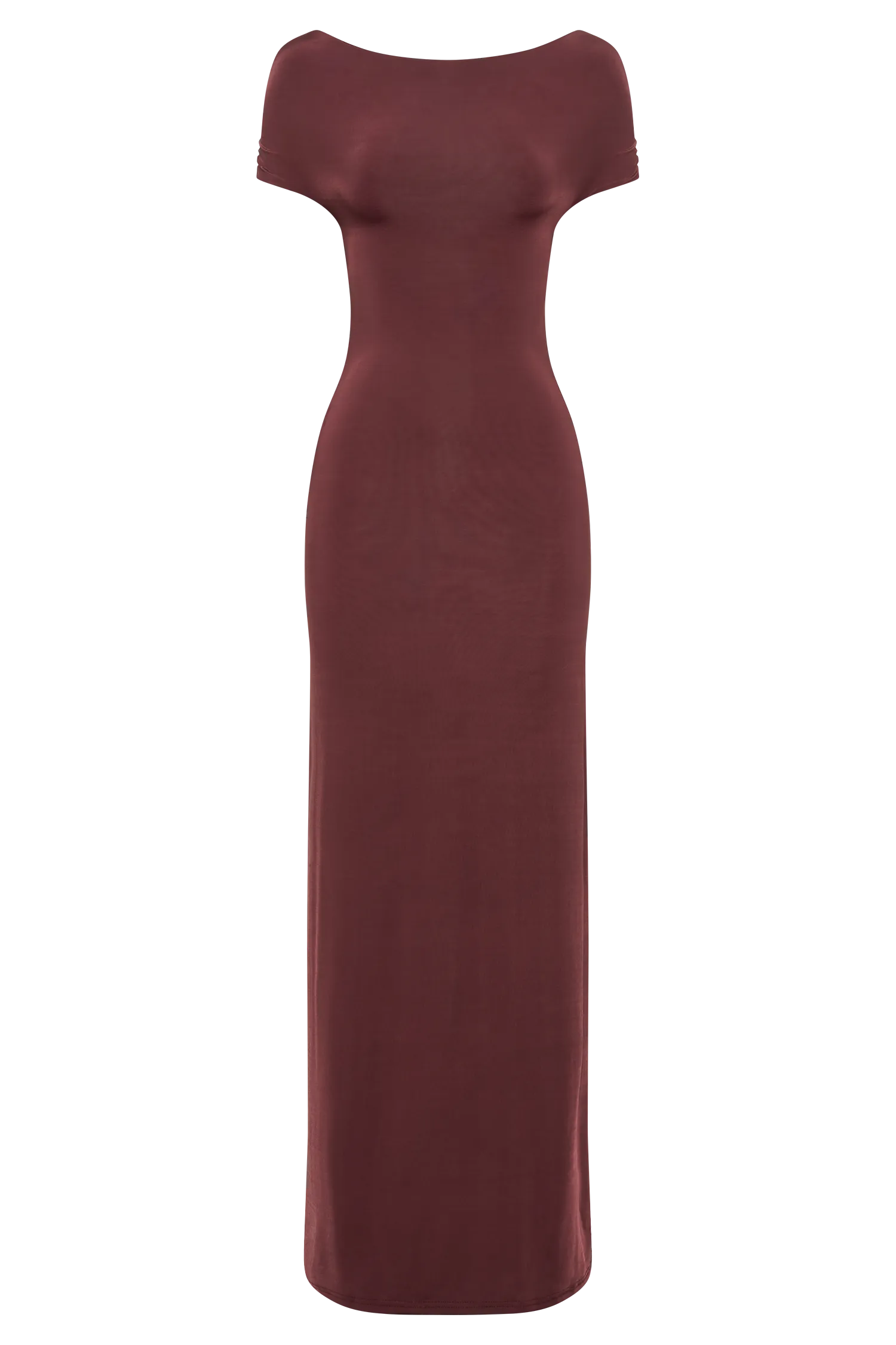 Imogen Off Shoulder Slinky Maxi Dress - Mahogany