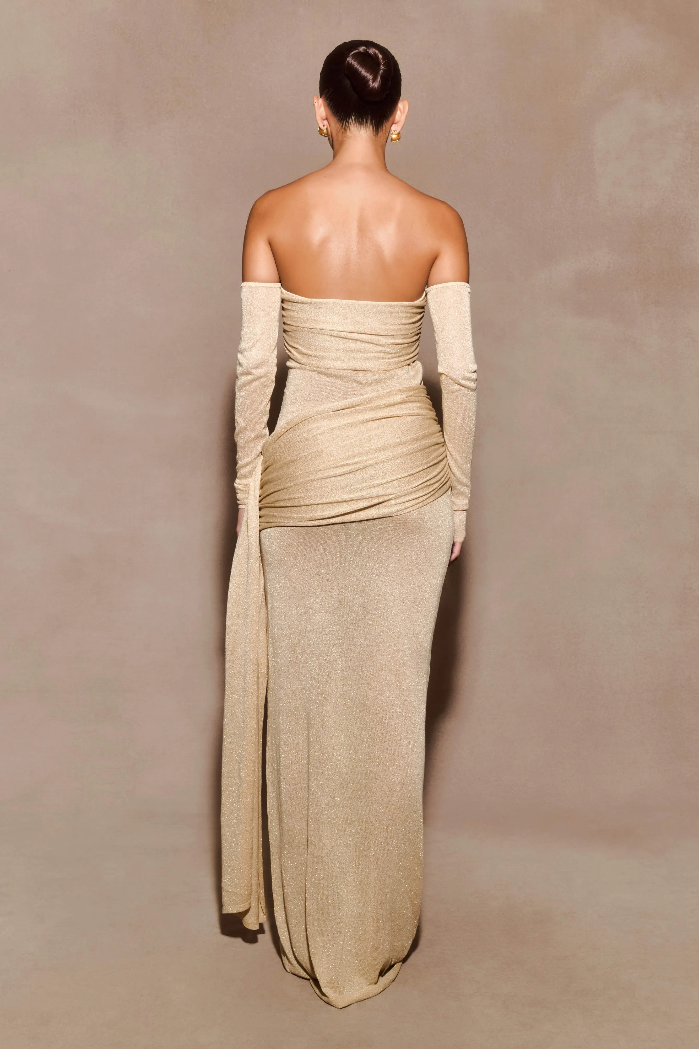 Ingrid Metallic Knit Maxi Dress - Bronze