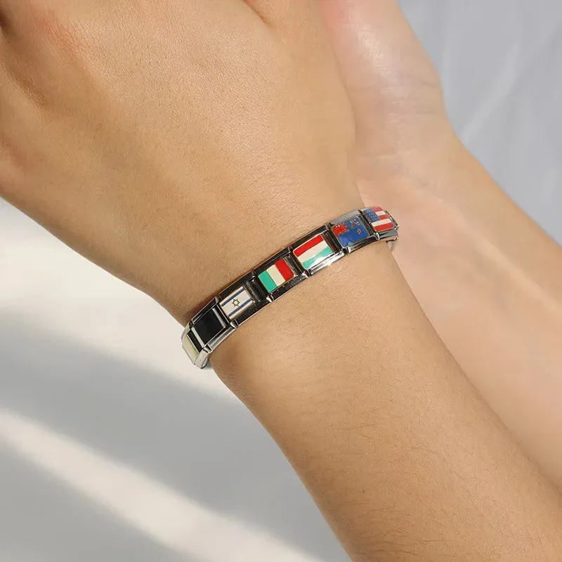 Italian Charm Bracelet Links - Country Flags Collection - Revisit Your Favorite Moments