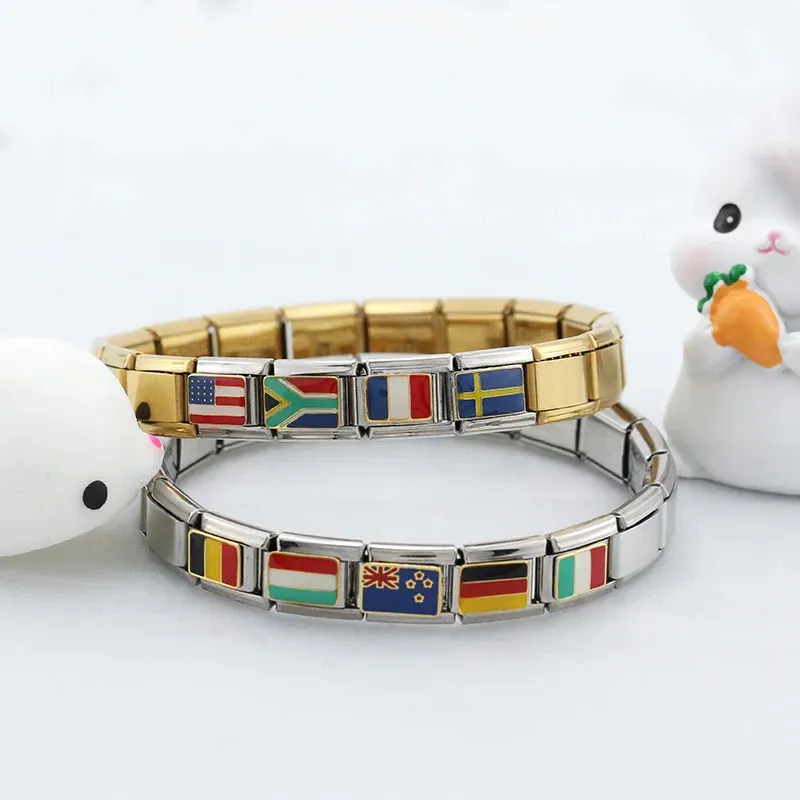 Italian Charm Bracelet Links - Country Flags Collection - Revisit Your Favorite Moments