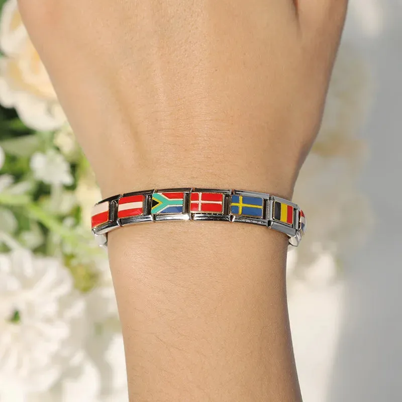 Italian Charm Bracelet Links - Country Flags Collection - Revisit Your Favorite Moments