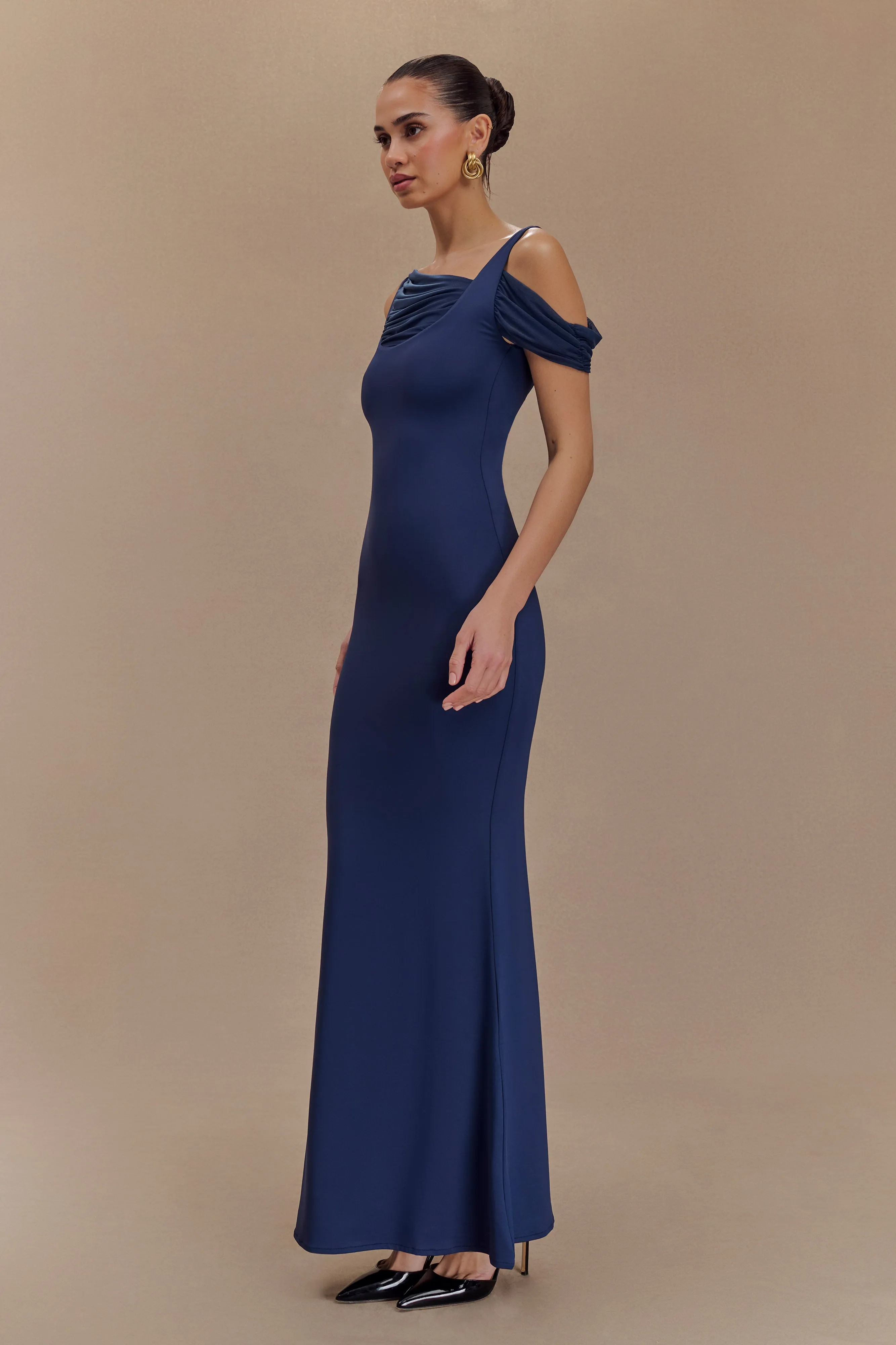 Janette Recycled Nylon And Mesh Sleeveless Maxi Dress  - Navy