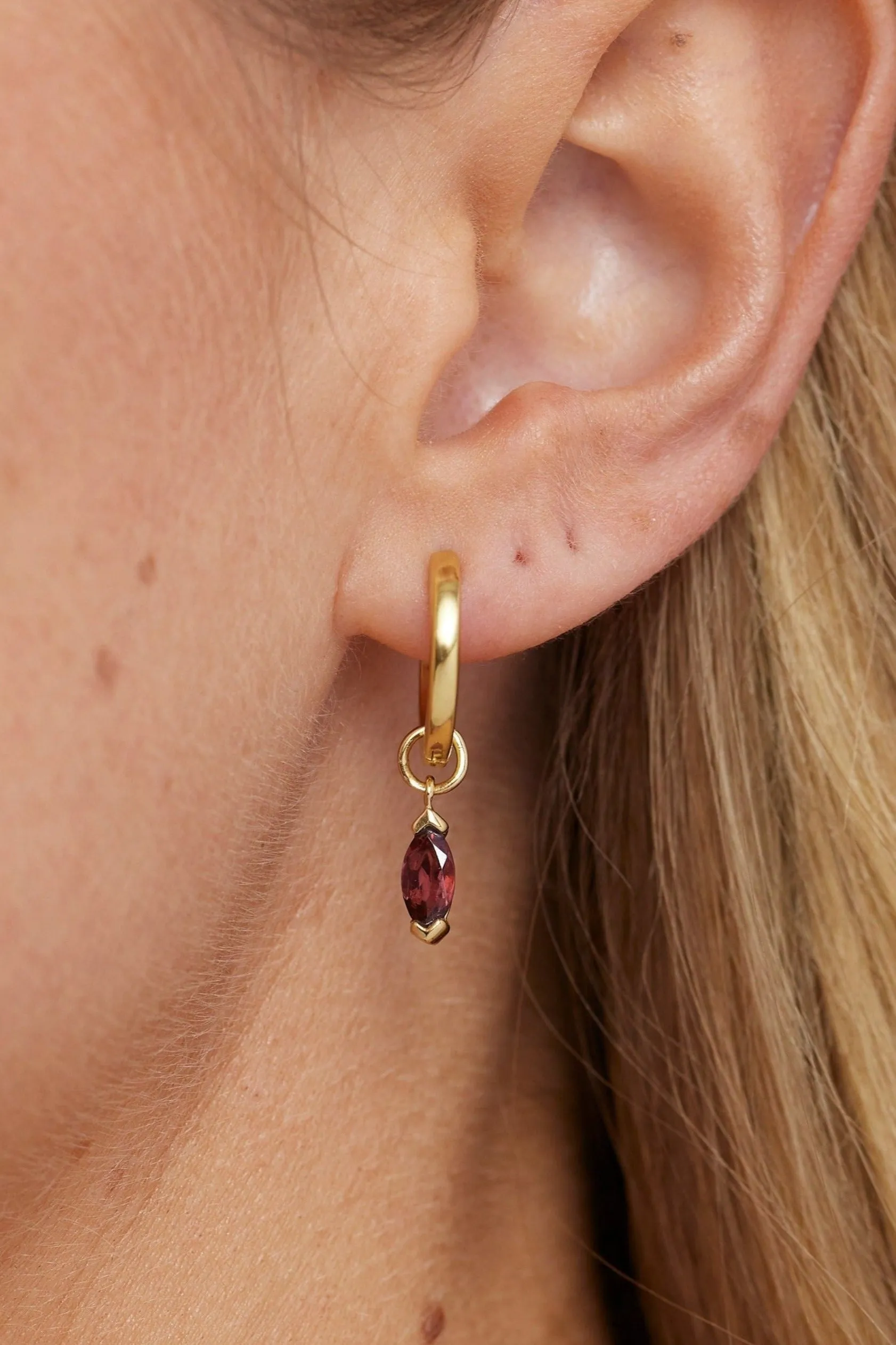 Marquise Rhodolite Gold Charm