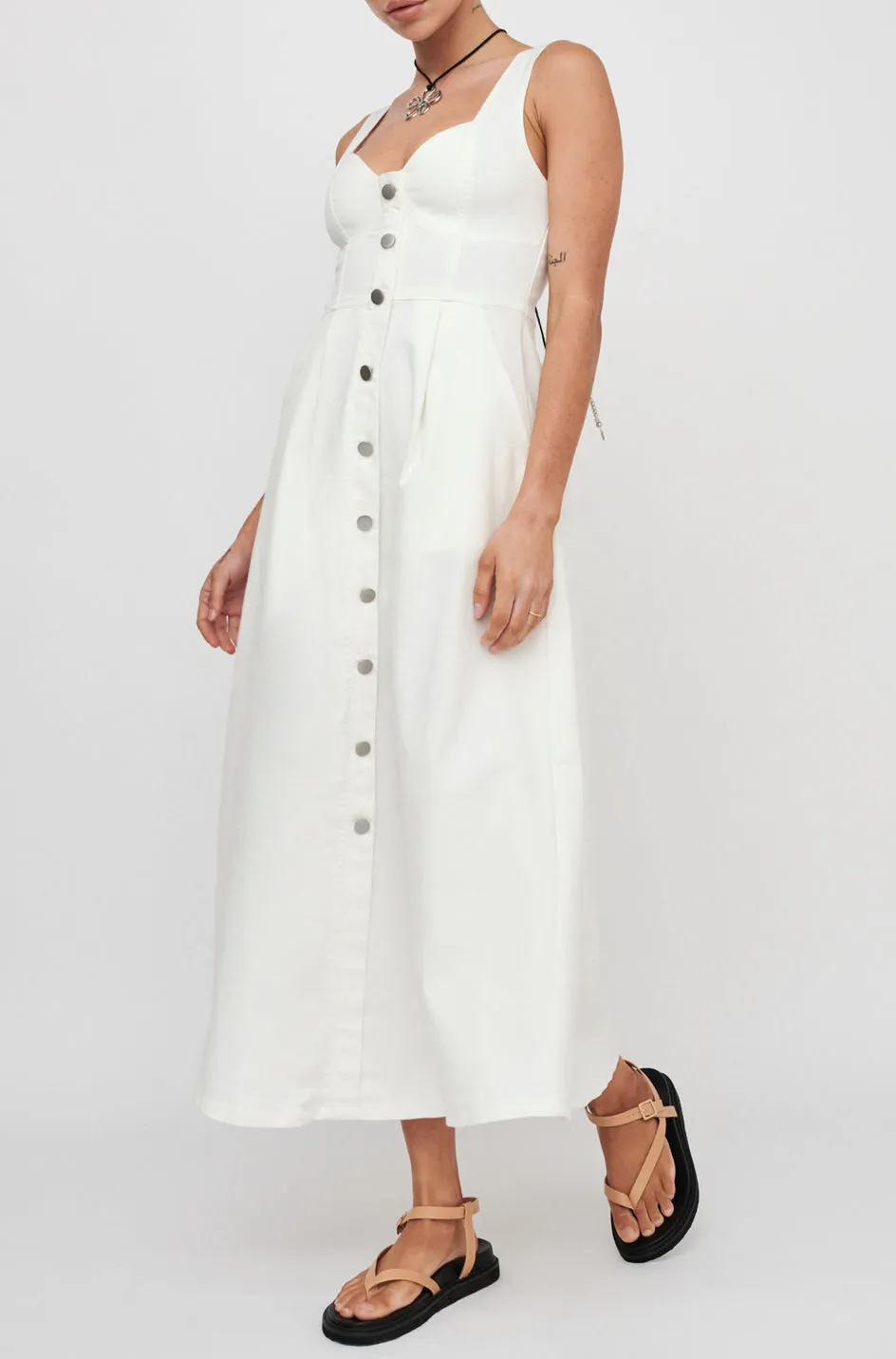 Millan White Denim Midi Dress