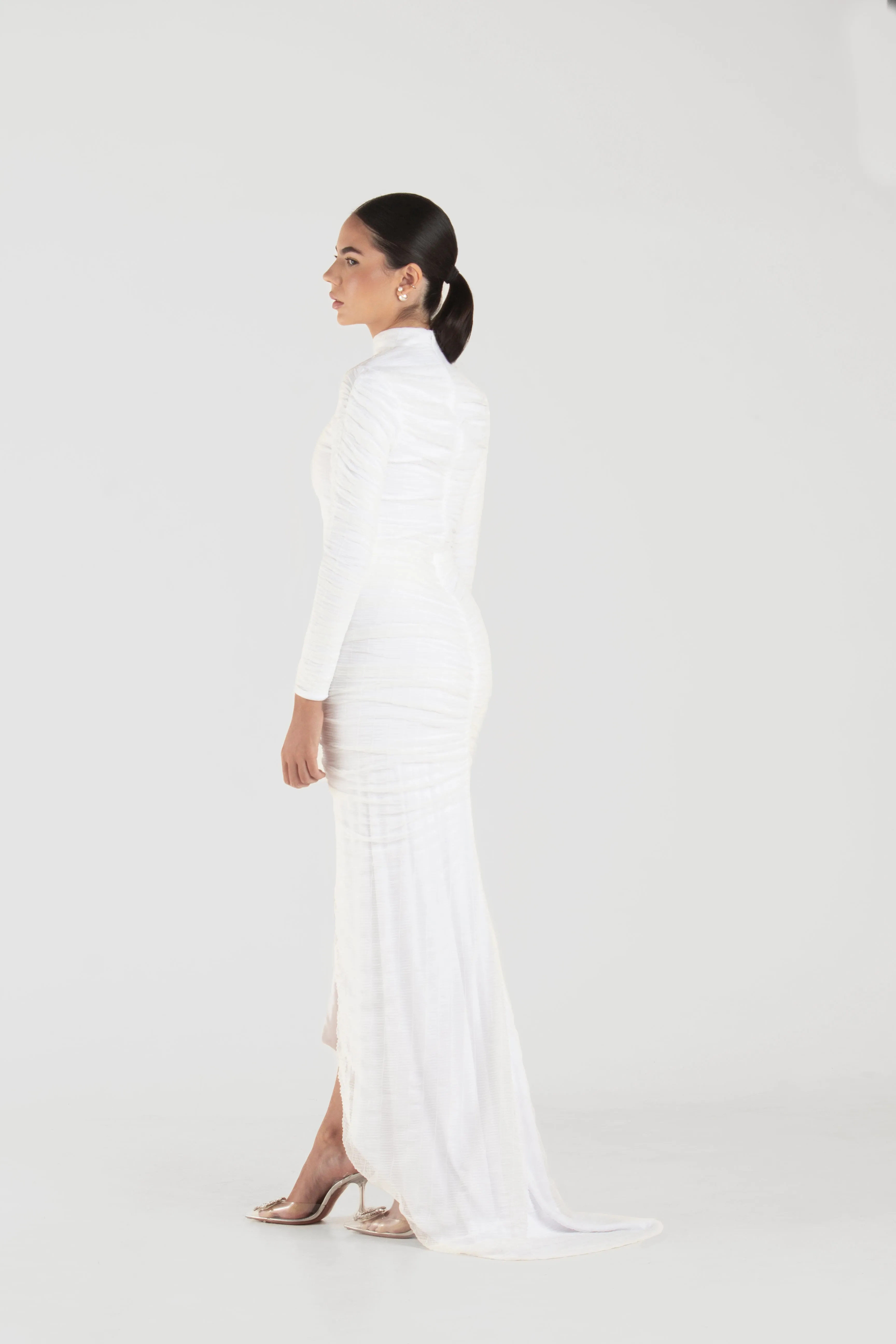 Nina White Long Sleeve Dress