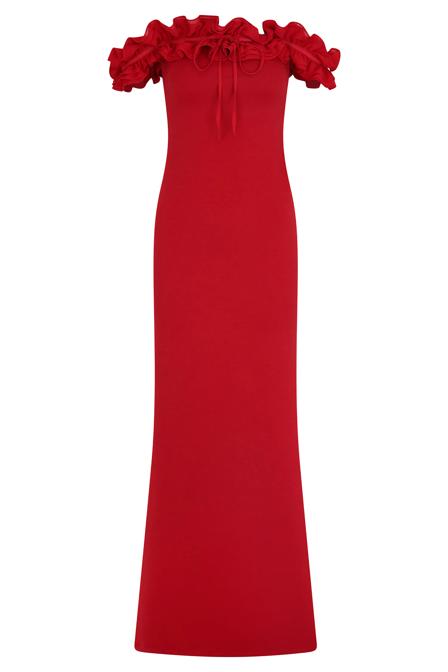 Nova Ruffle Off Shoulder Maxi Dress - Ruby