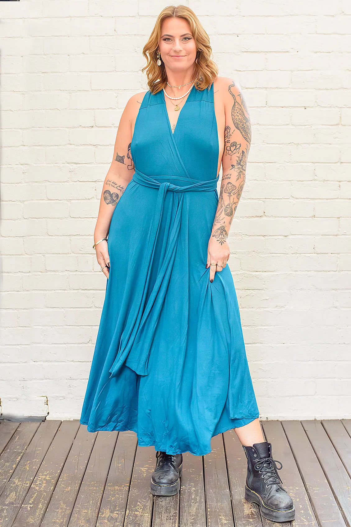 Olympia Maxi Dress in Teal