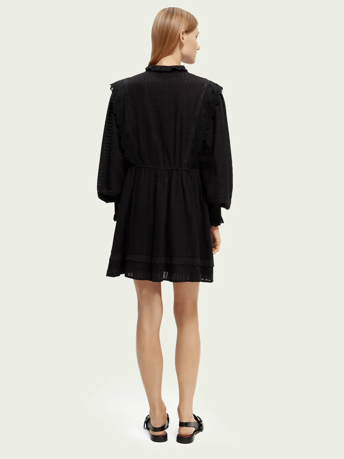 Organic Cotton Shirt Dress with Lace Detail