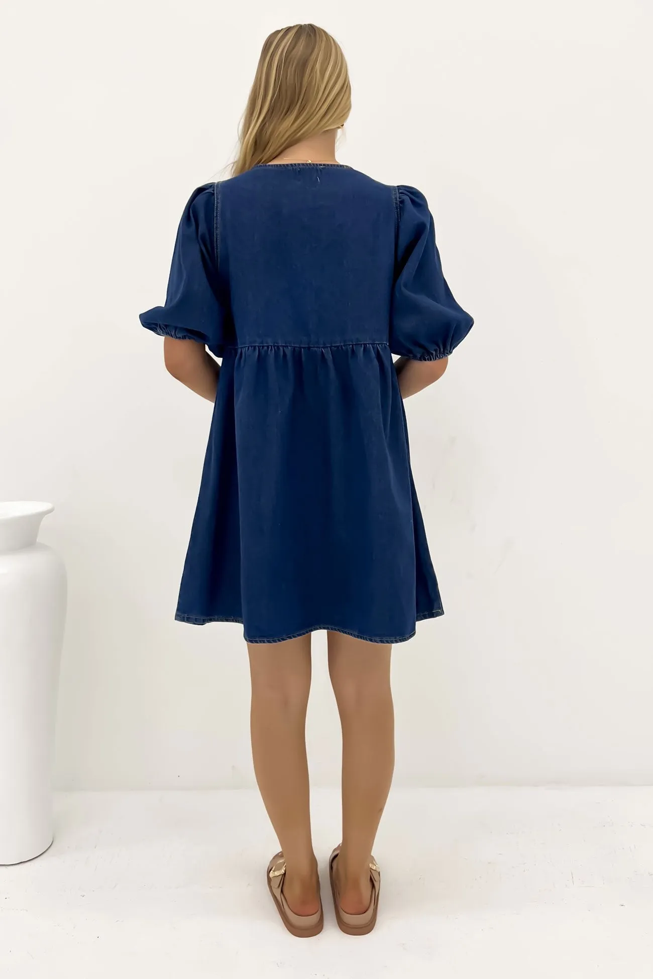 Otto Denim Mini Dress Dark Blue